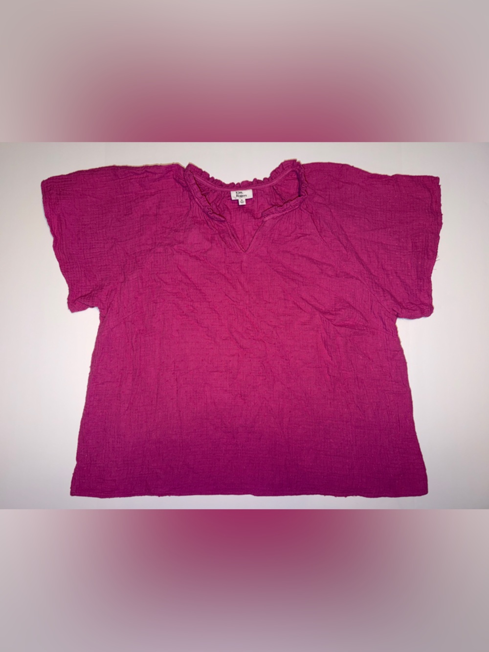 Kim Rogers Fuchsia Crinkle Short Sleeve Top